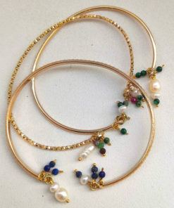 bracelets joncs perles pierres or